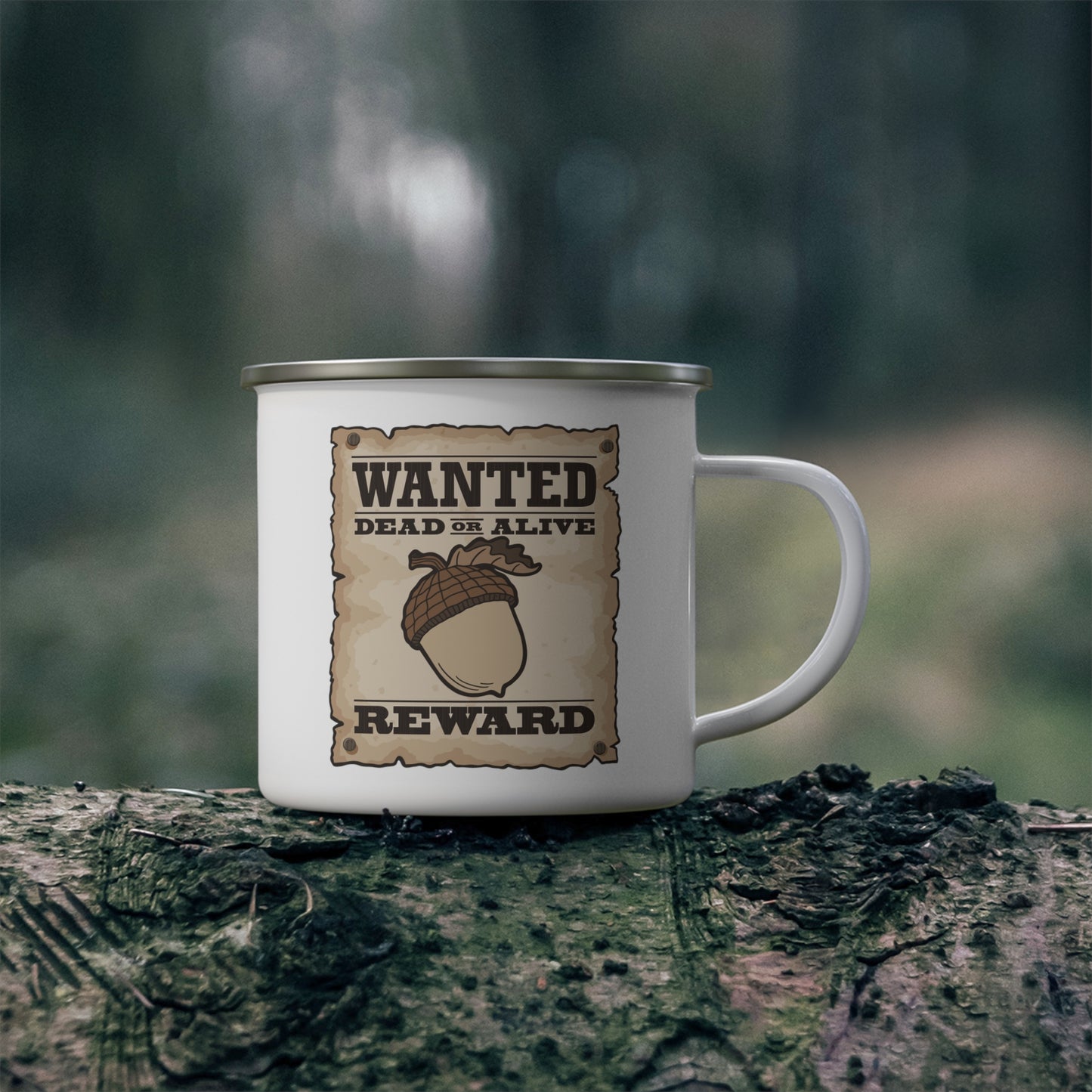Wanted Nut! Enamel Camping Mug