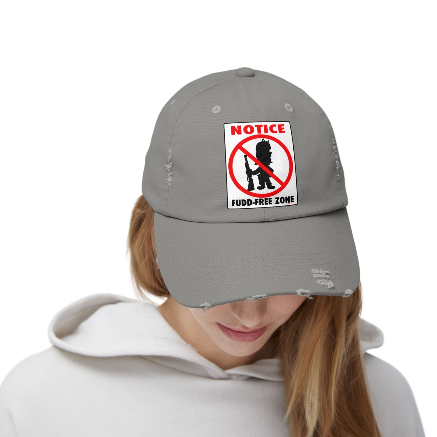 Fudd Free Zone! Unisex Distressed Cap