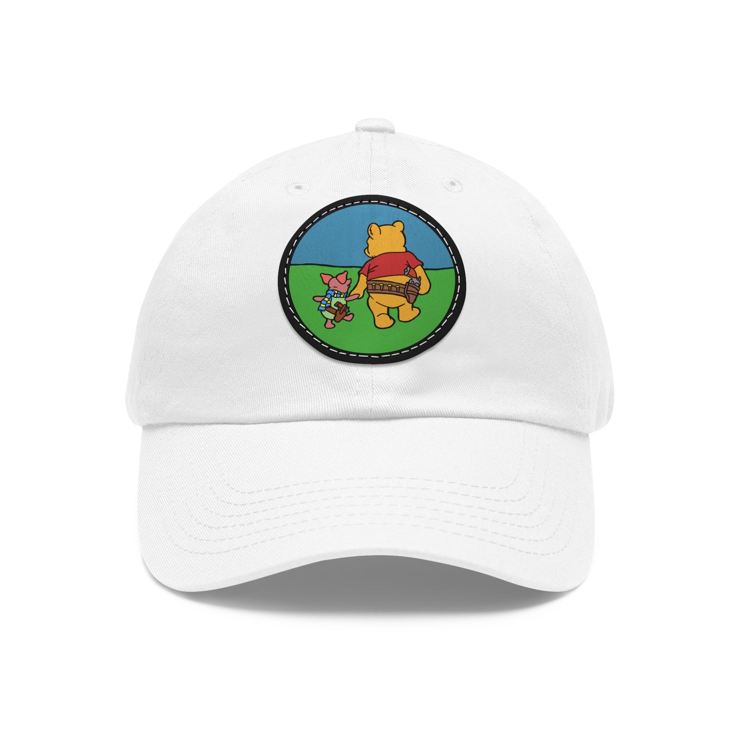 Pew & Piglet! Dad Hat with Leather Patch (Round)