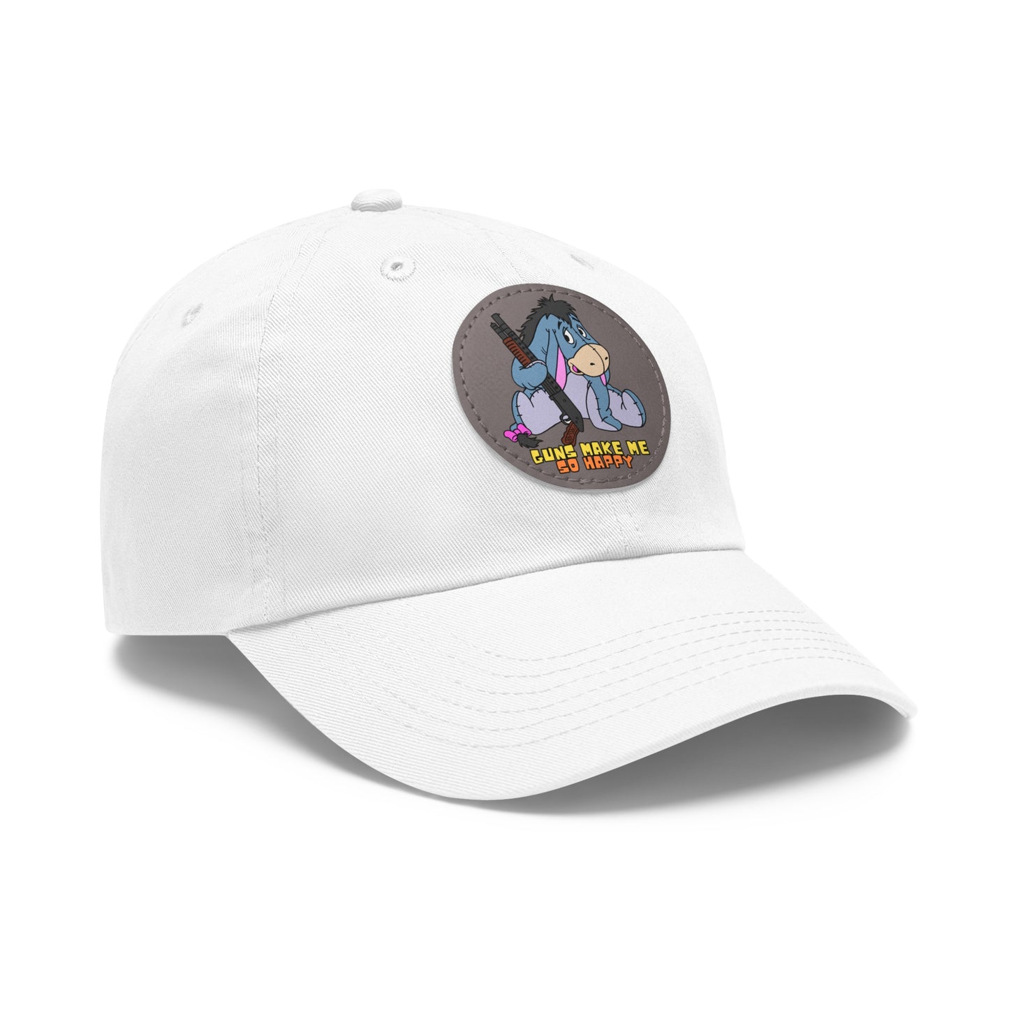 Happy Eeyore! Dad Hat with Leather Patch (Round)