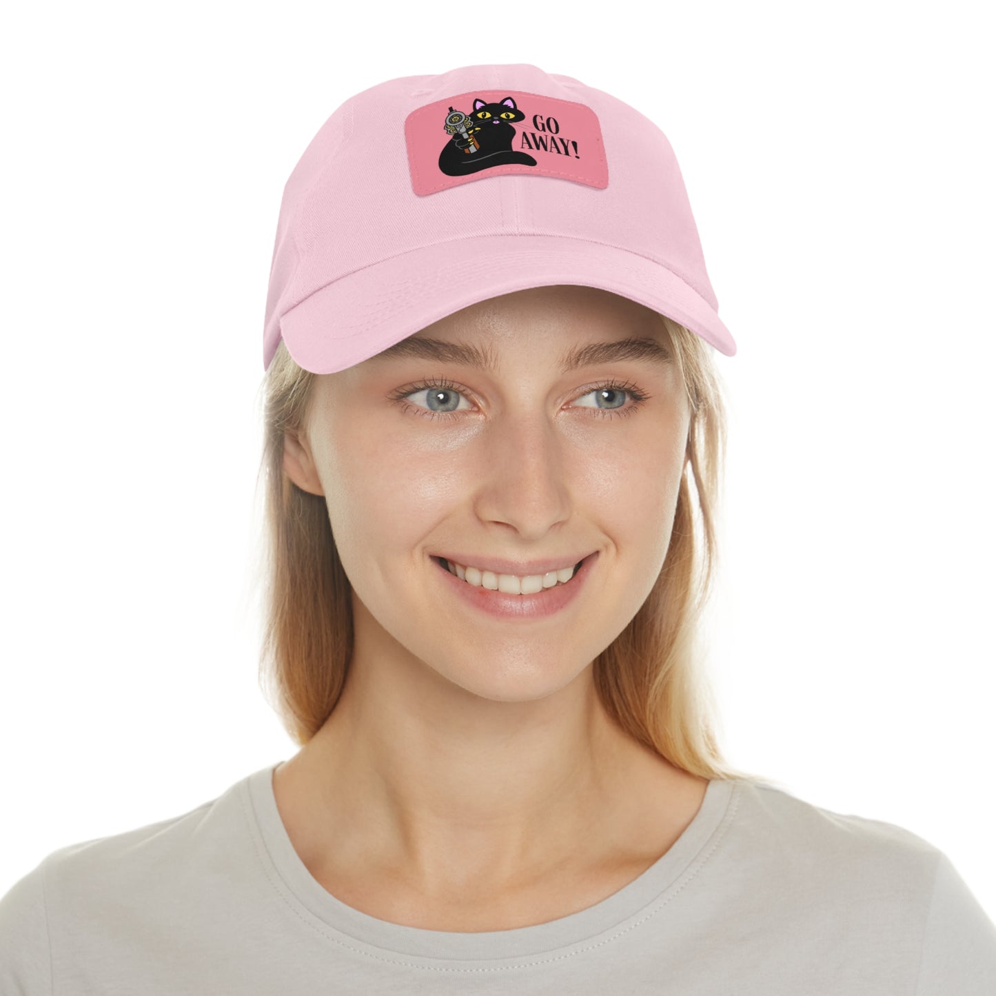 Go Away! Dad Hat with Leather Patch (Rectangle)