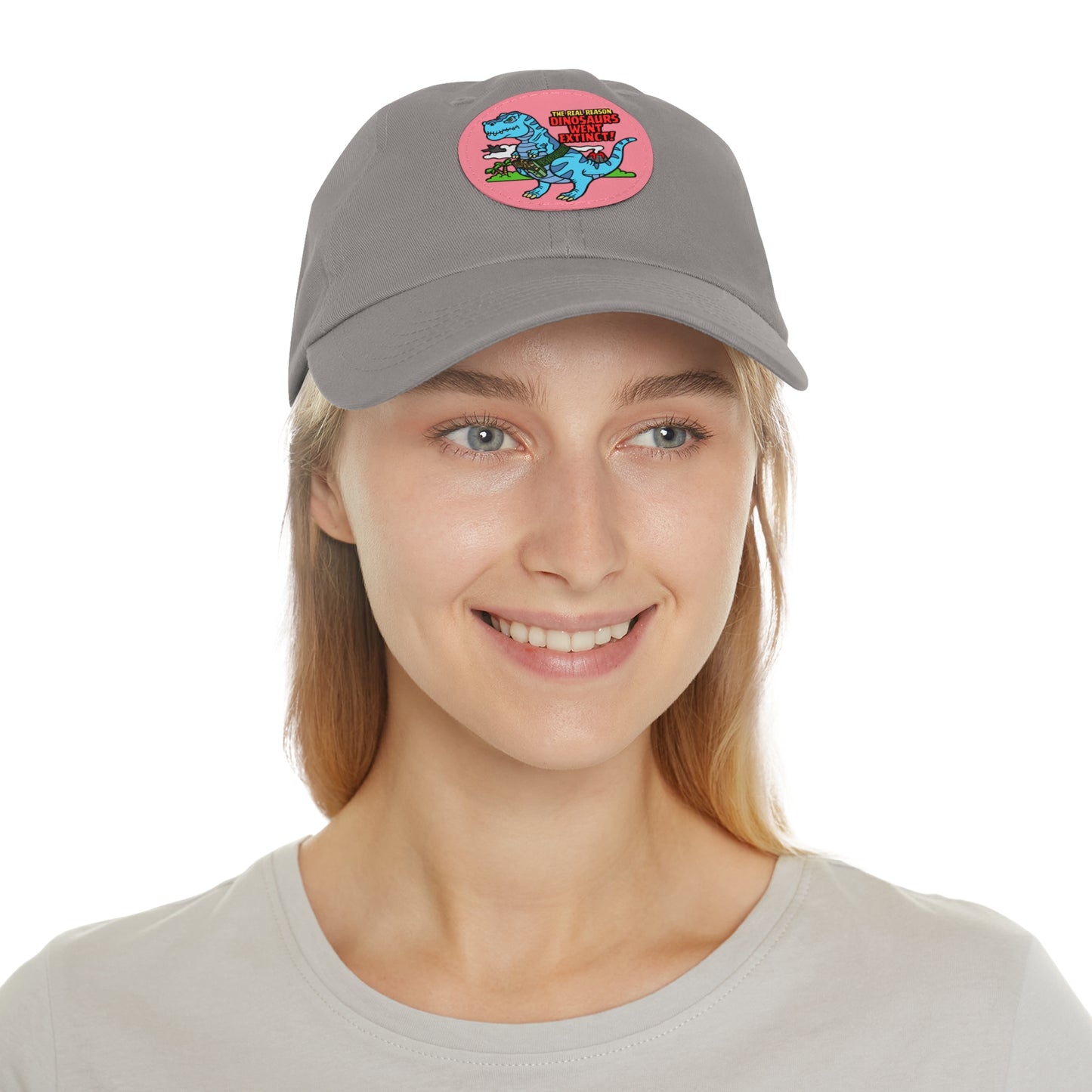 Why Dinosaurs Went Extinct! Dad Hat with Leather Patch (Round)