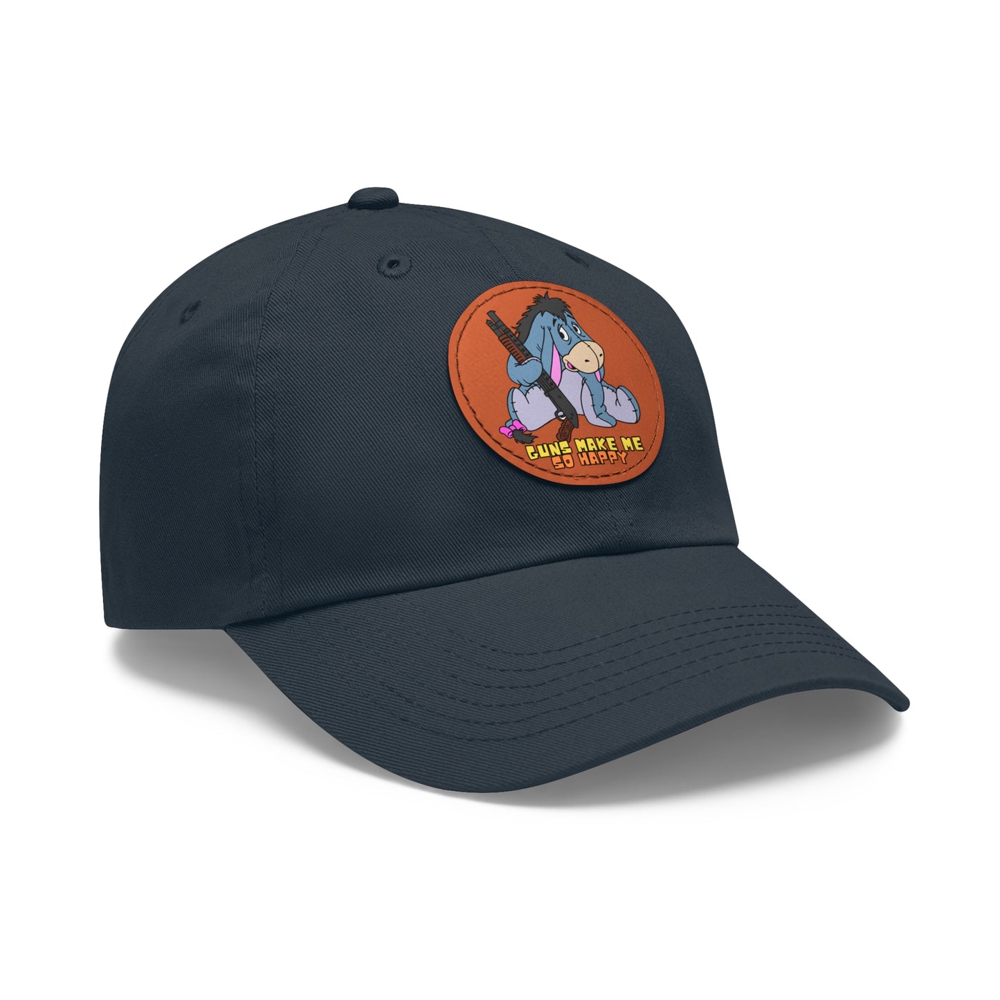 Happy Eeyore! Dad Hat with Leather Patch (Round)