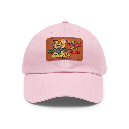 Mew-Mew/Pew-Pew! Dad Hat with Leather Patch (Rectangle)