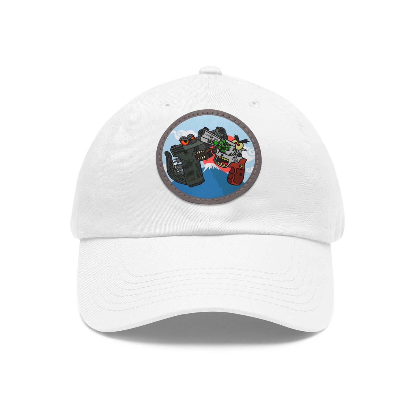 Glockzilla vs. King Cobra! Dad Hat with Leather Patch (Round)