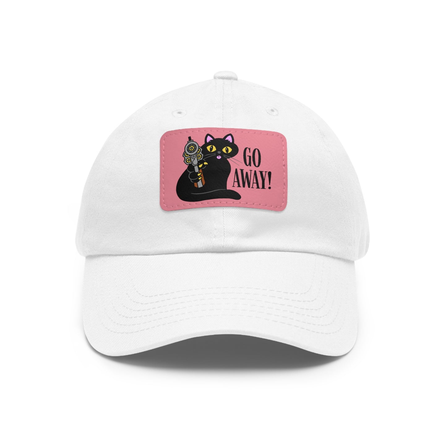 Go Away! Dad Hat with Leather Patch (Rectangle)