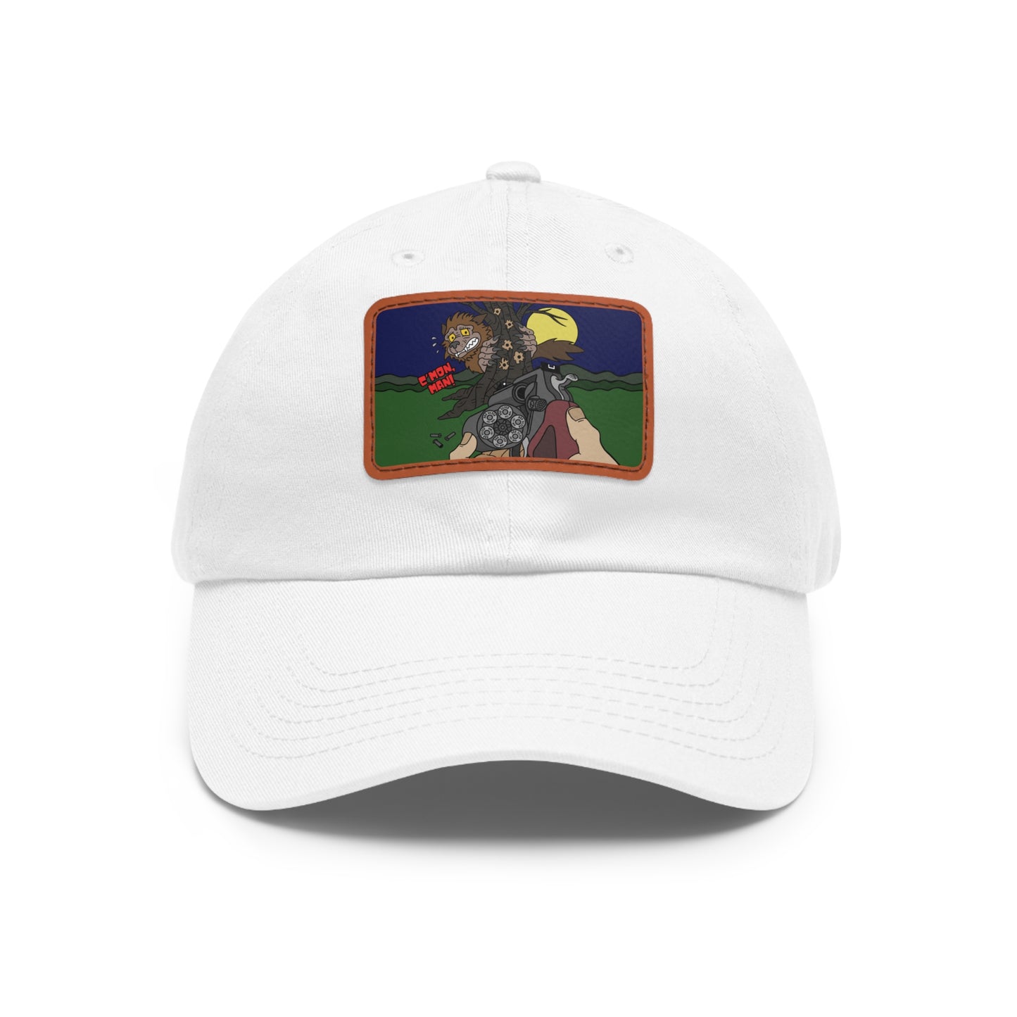 C'mon, Man! Dad Hat with Leather Patch (Rectangle)