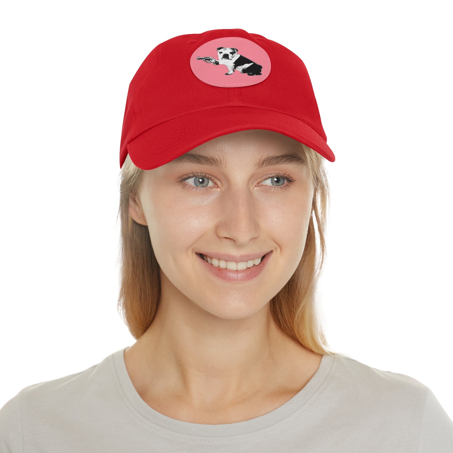 Mavis (Bullpup) Dad Hat with Leather Patch (Round)