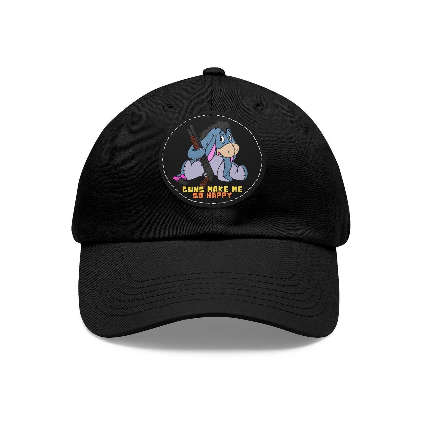 Happy Eeyore! Dad Hat with Leather Patch (Round)