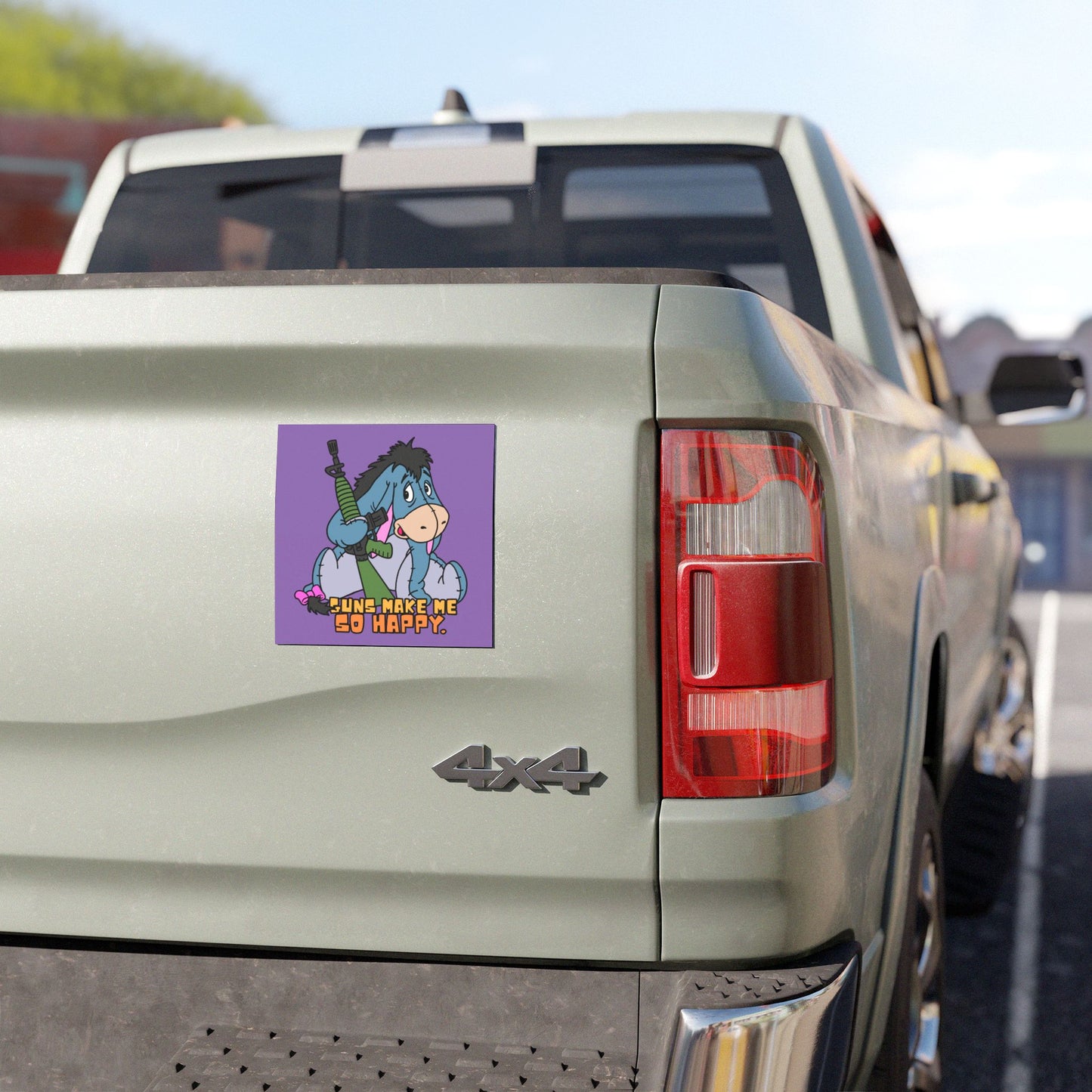 Funny Eeyore Car Magnet - 'Guns Make Me So Happy' - Cute Auto Decor