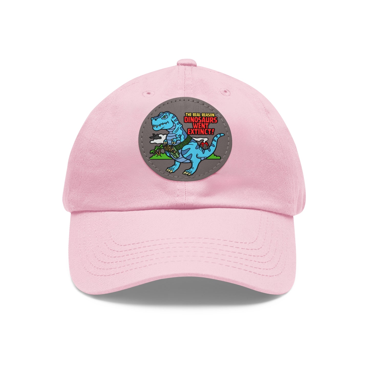 Why Dinosaurs Went Extinct! Dad Hat with Leather Patch (Round)