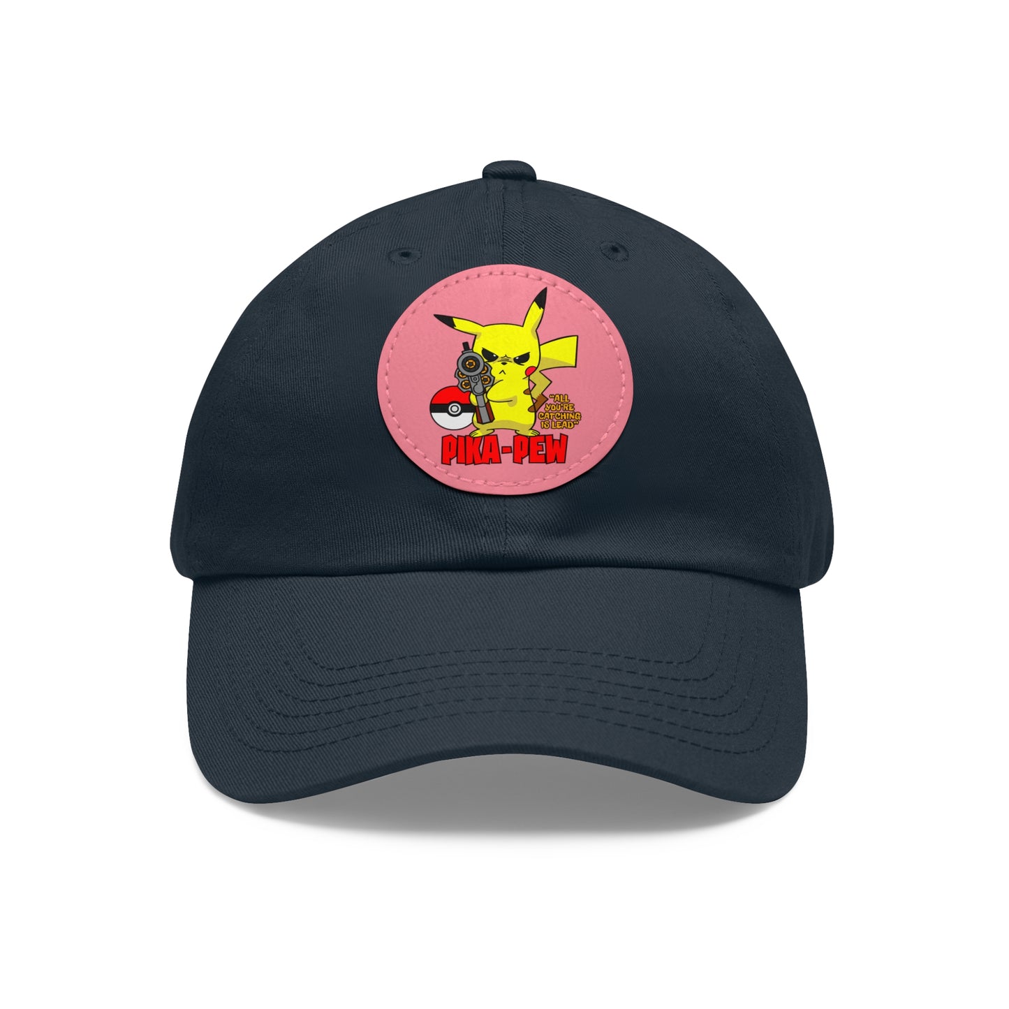 P-Pew Dad Hat with Leather Patch (Round)