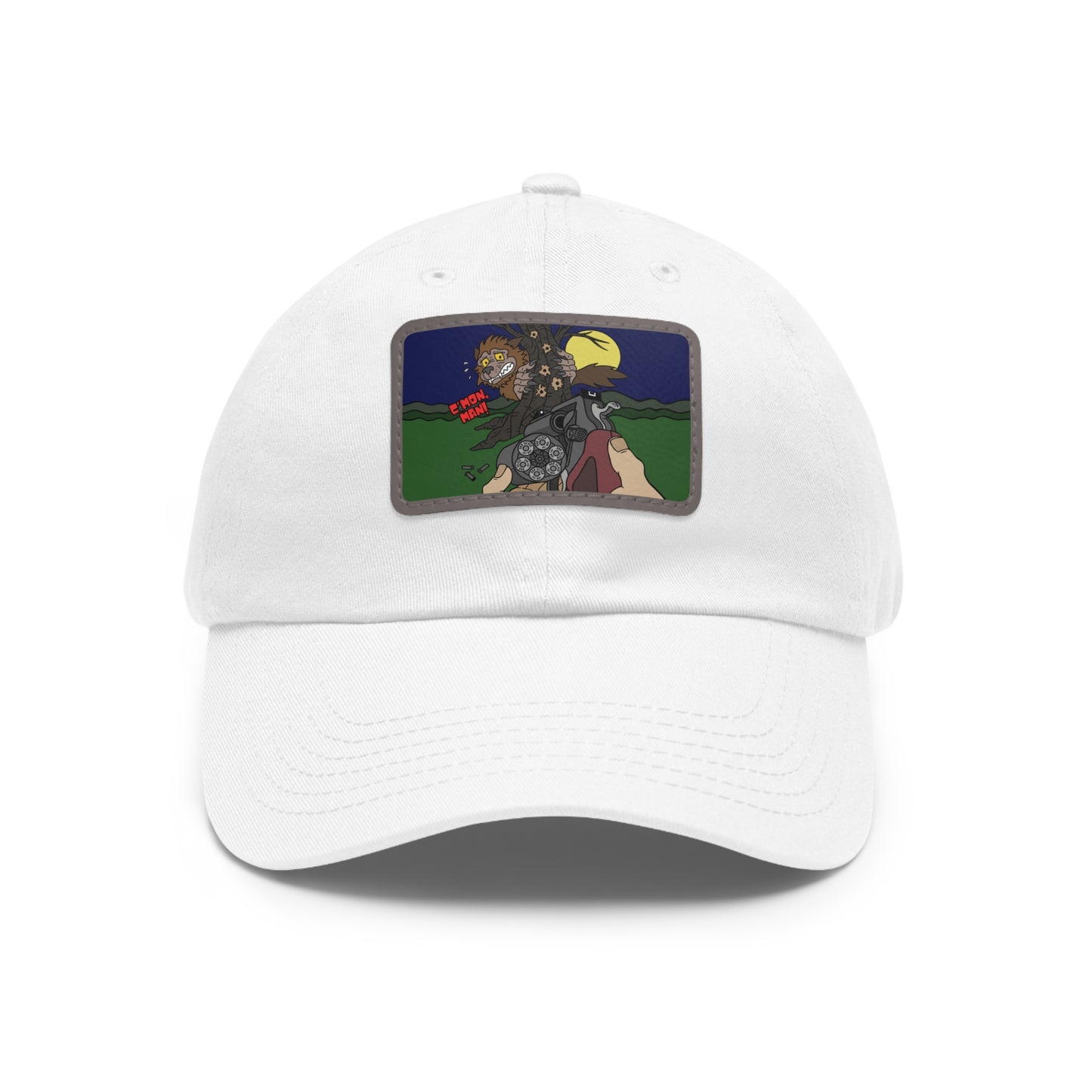 C'mon, Man! Dad Hat with Leather Patch (Rectangle)