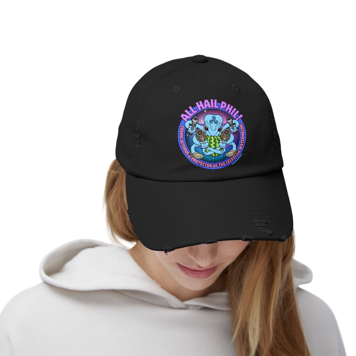 Cosmic Octopus! Unisex Distressed Cap