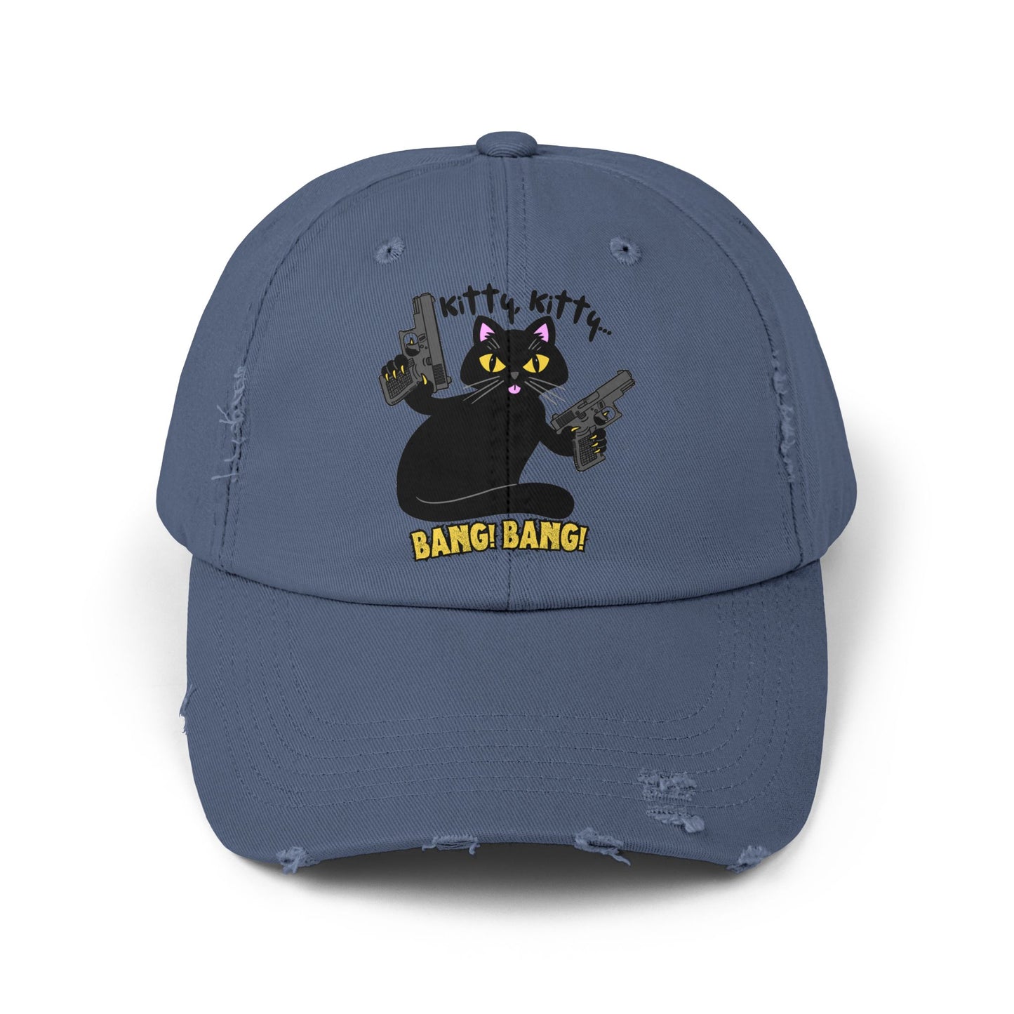 Unisex Distressed Cap - Kitty Kitty Bang Bang!