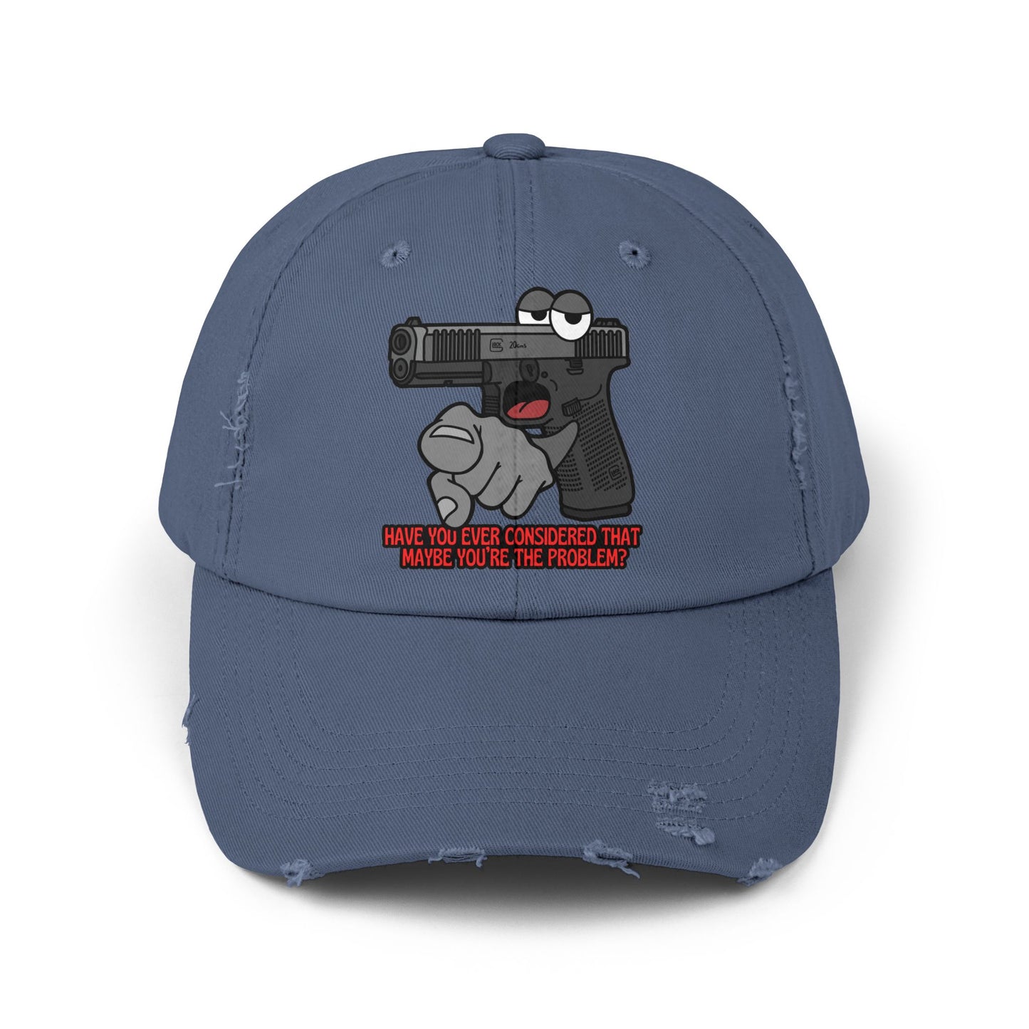Glock "Maybe You're the Problem!" Unisex Distressed Cap - Fun Statement Hat with Gun Graphic - Perfect for Casual Outings and Gift Giving