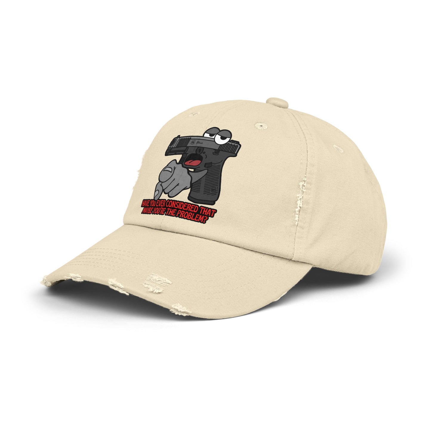 Glock "Maybe You're the Problem!" Unisex Distressed Cap - Fun Statement Hat with Gun Graphic - Perfect for Casual Outings and Gift Giving