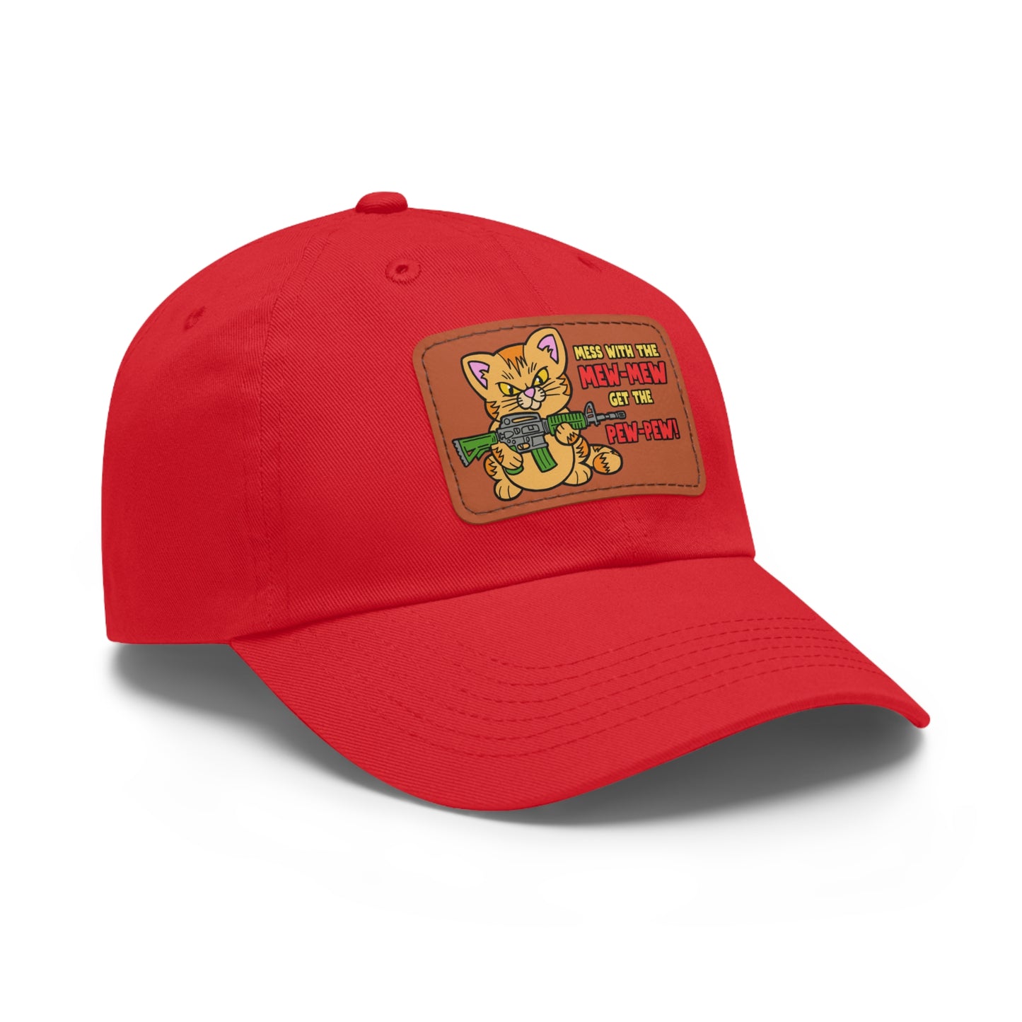 Mew-Mew/Pew-Pew! Dad Hat with Leather Patch (Rectangle)