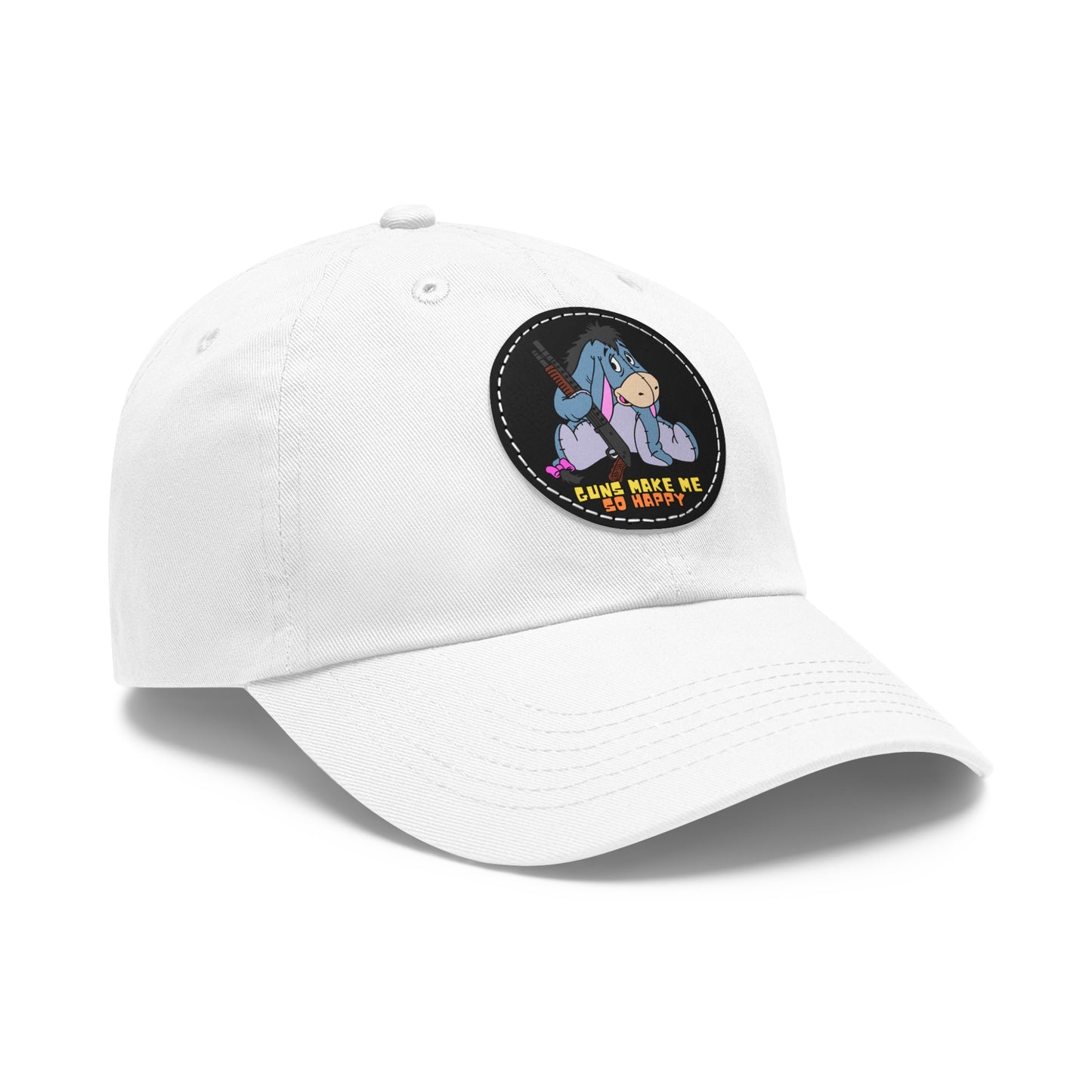 Happy Eeyore! Dad Hat with Leather Patch (Round)