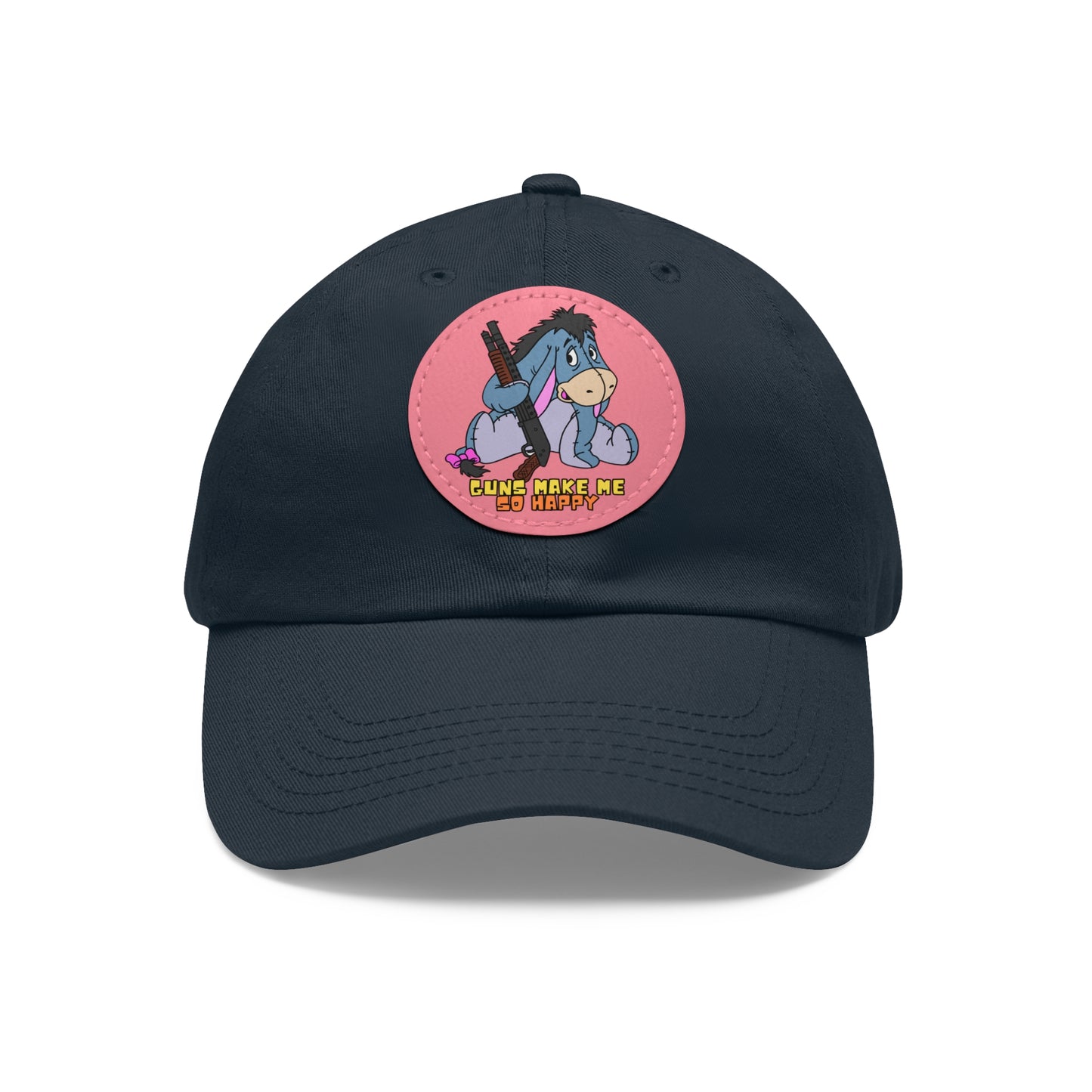 Happy Eeyore! Dad Hat with Leather Patch (Round)