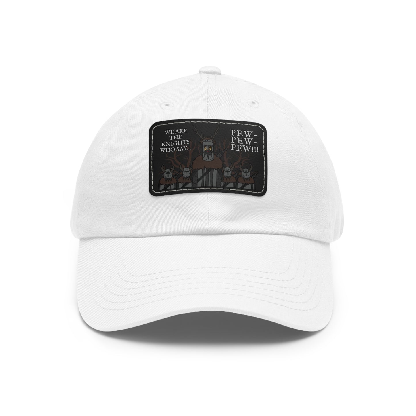 Knights of Pew! Dad Hat with Leather Patch (Rectangle)