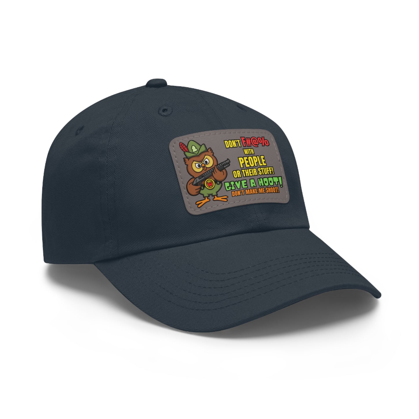 Give a Hoot! Dad Hat with Leather Patch (Rectangle)