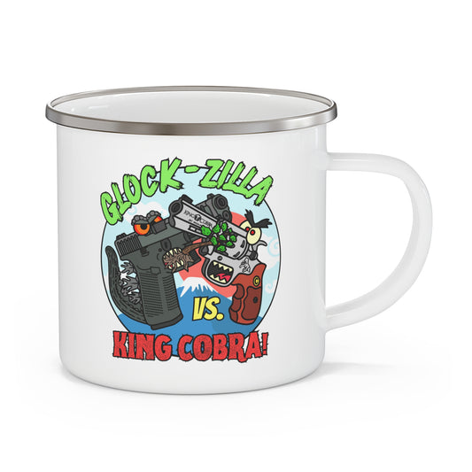 Glock-zilla vs. King Cobra! Enamel Camping Mug