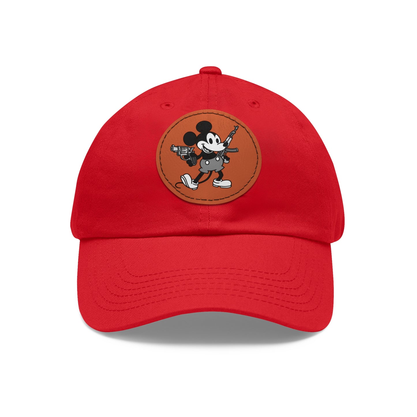 Mouse Guns! Dad Hat with Leather Patch (Round)