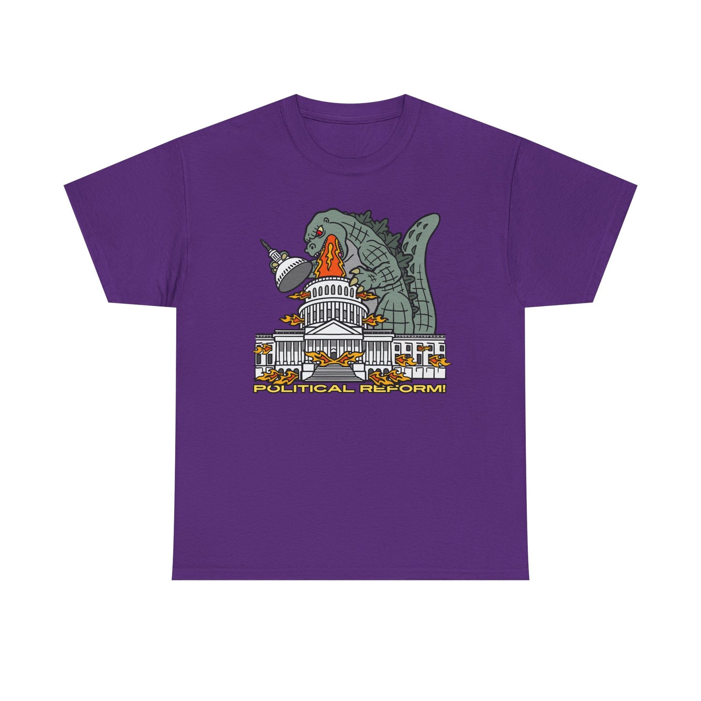 Humorous Godzilla - Political Reform! Unisex Heavy Cotton Tee