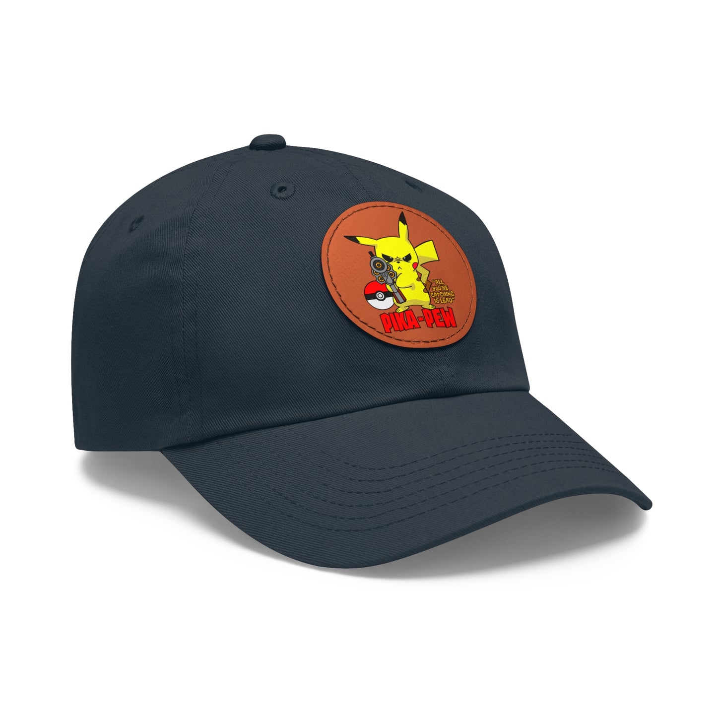 P-Pew Dad Hat with Leather Patch (Round)