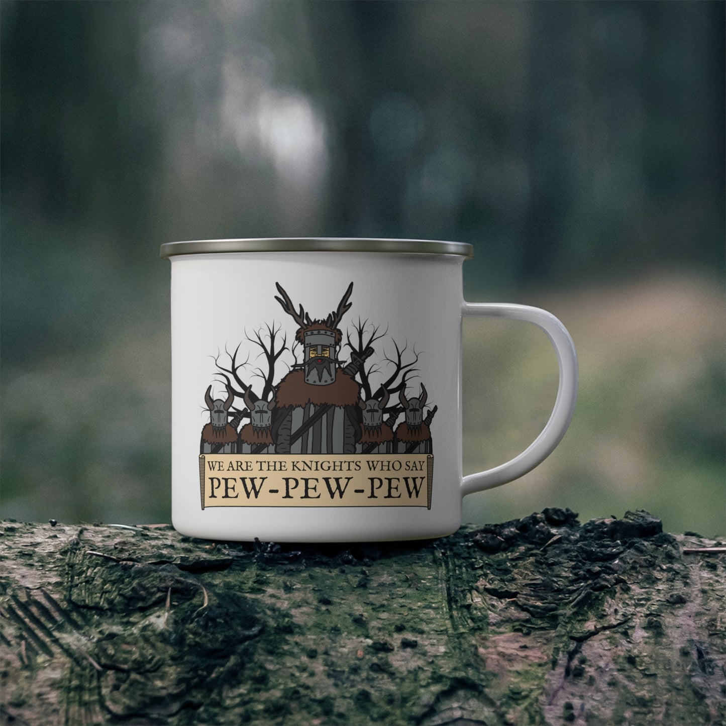 Knight of Pew! Enamel Camping Mug