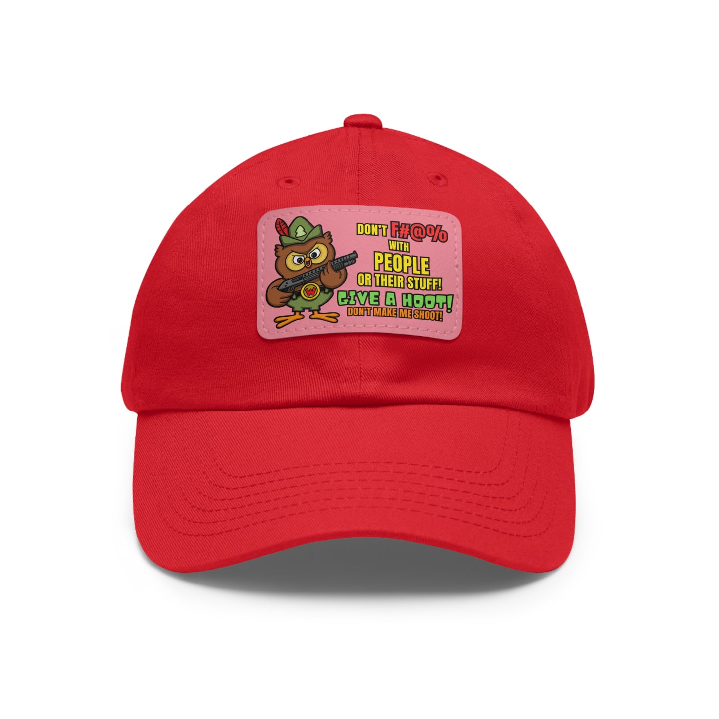 Give a Hoot! Dad Hat with Leather Patch (Rectangle)