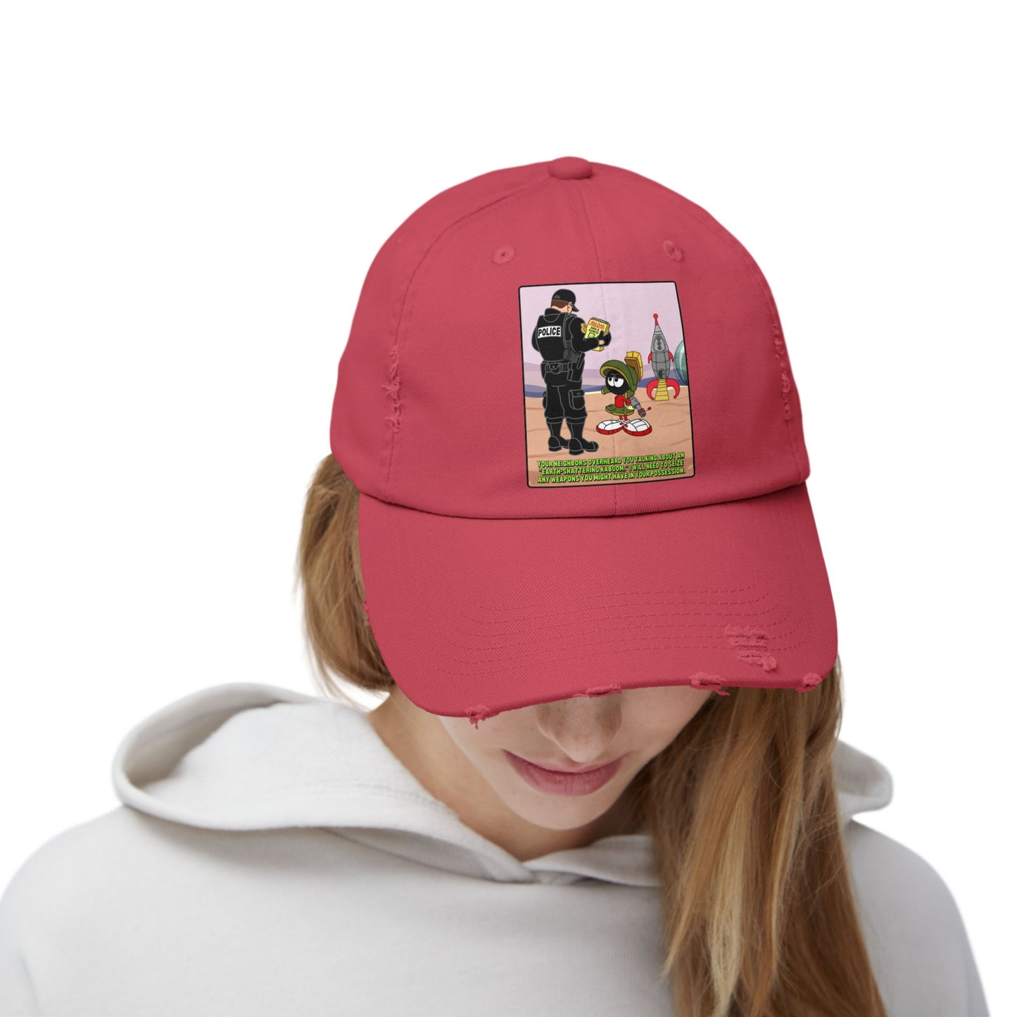 Red Flagged Martian! Unisex Distressed Cap