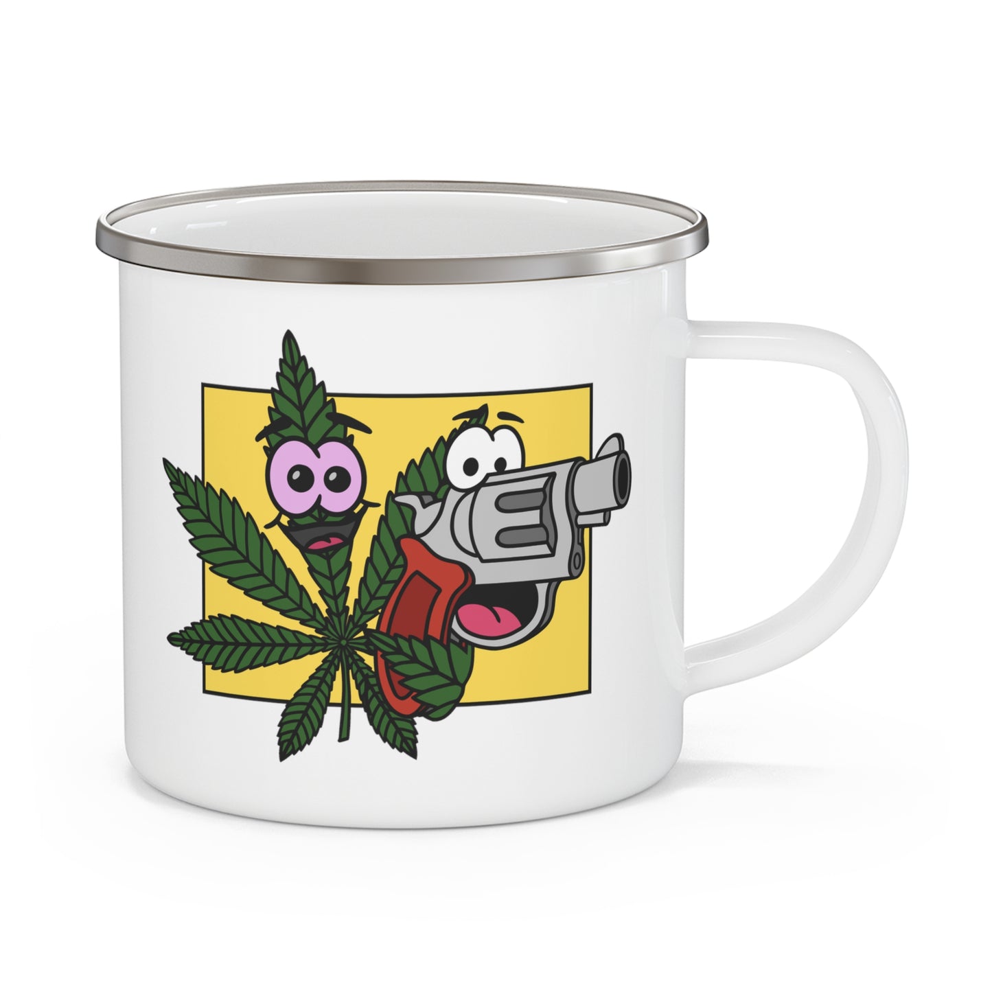 Weed & Guns! (No Text) Enamel Camping Mug