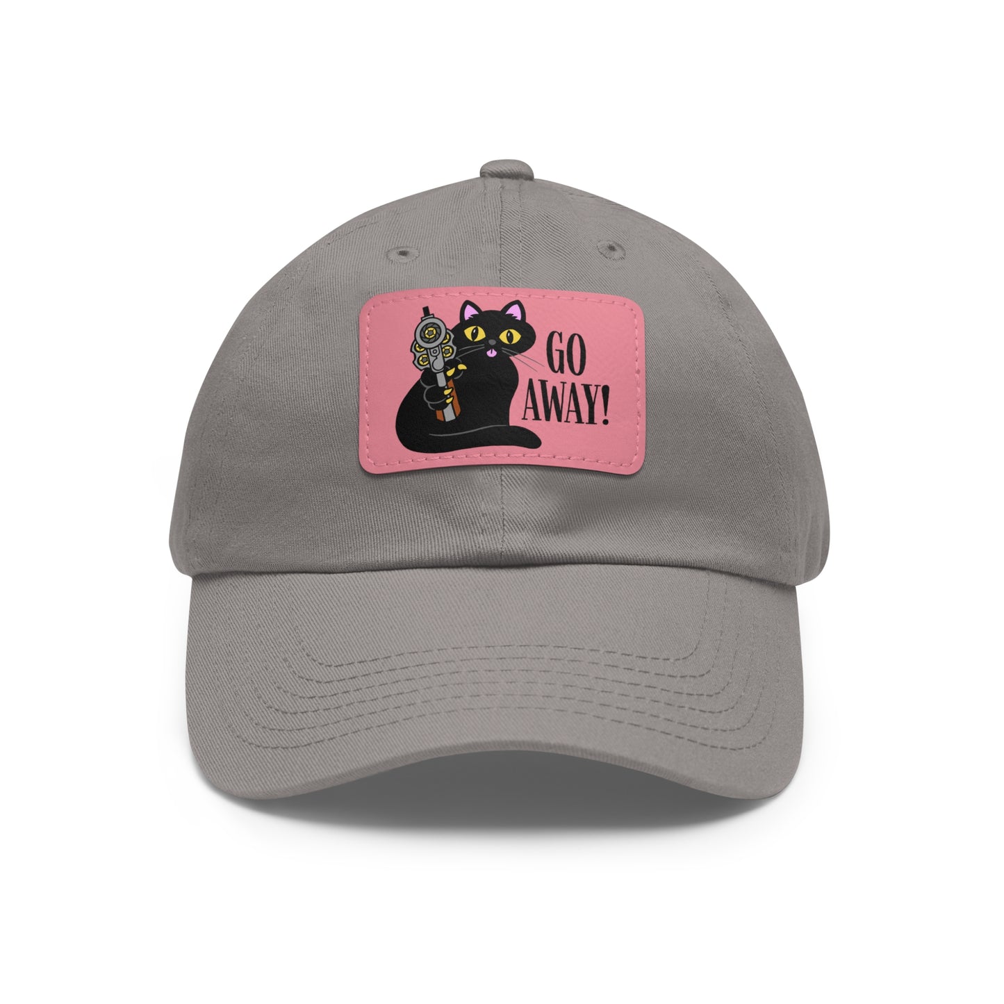 Go Away! Dad Hat with Leather Patch (Rectangle)