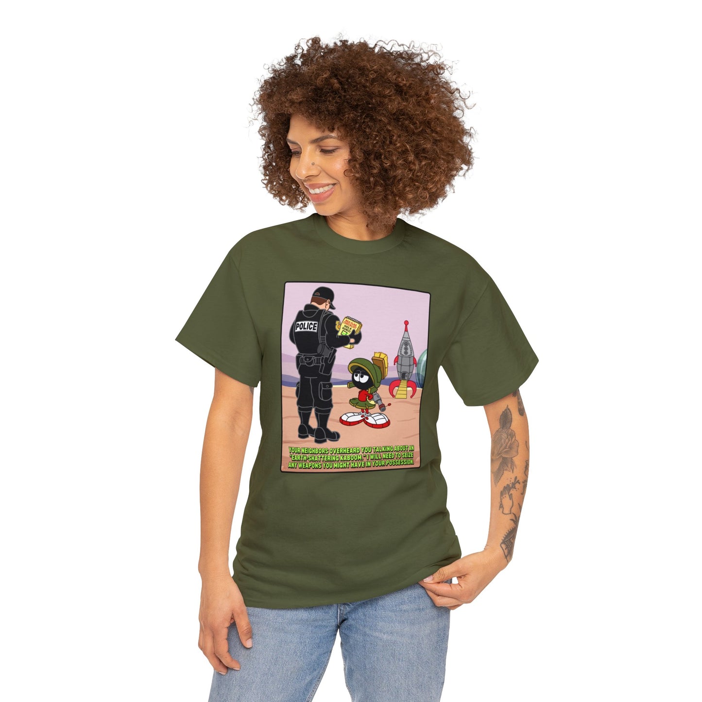Red Flagged & Green Unisex Heavy Cotten Tee