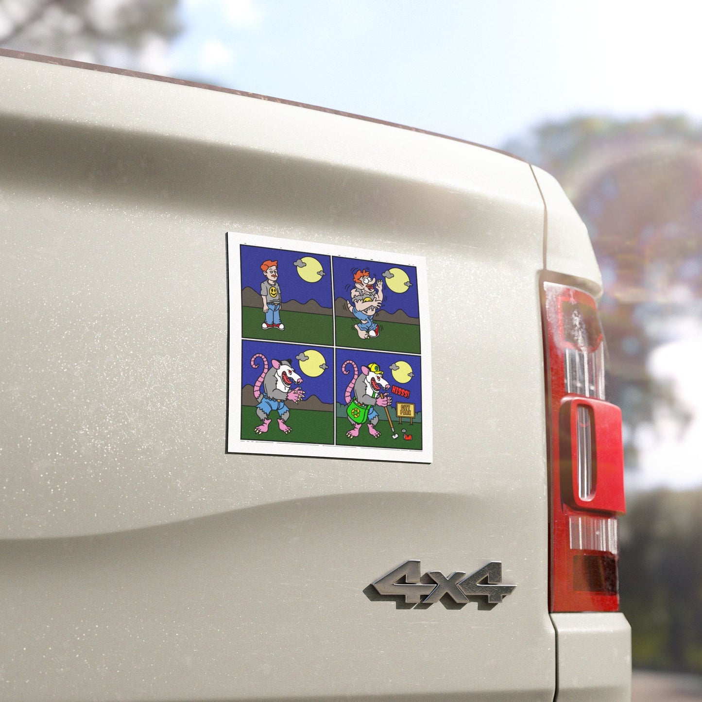 Funny Cartoon Car Magnets - Curse of the Werepossum!