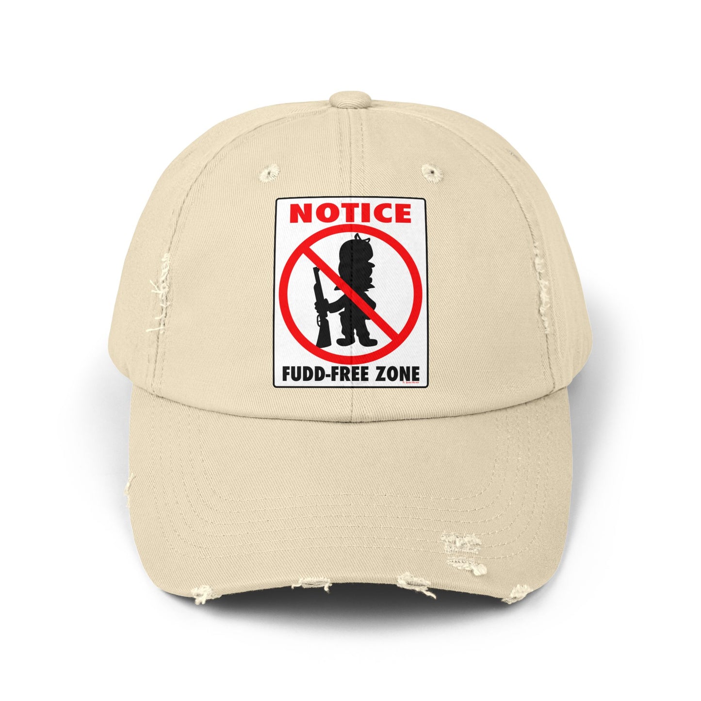 Fudd Free Zone! Unisex Distressed Cap