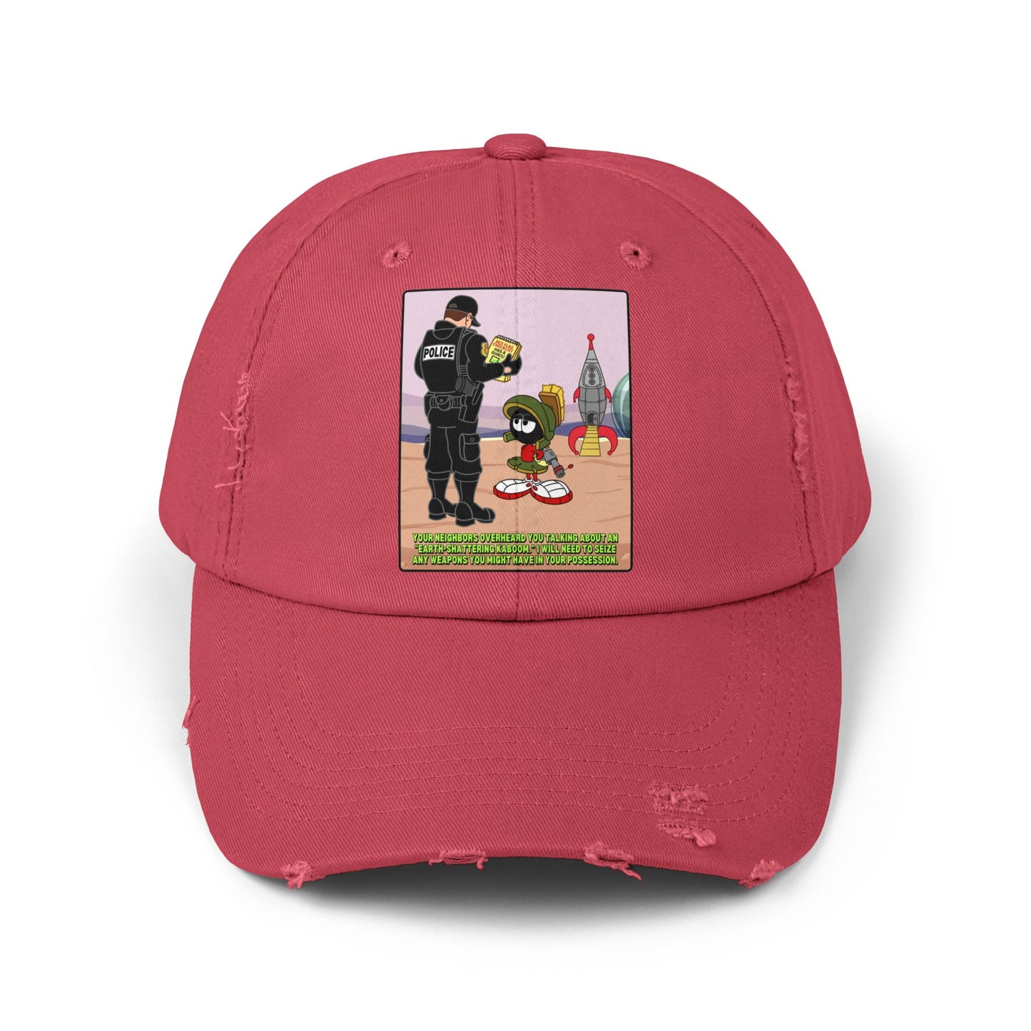 Red Flagged Martian! Unisex Distressed Cap