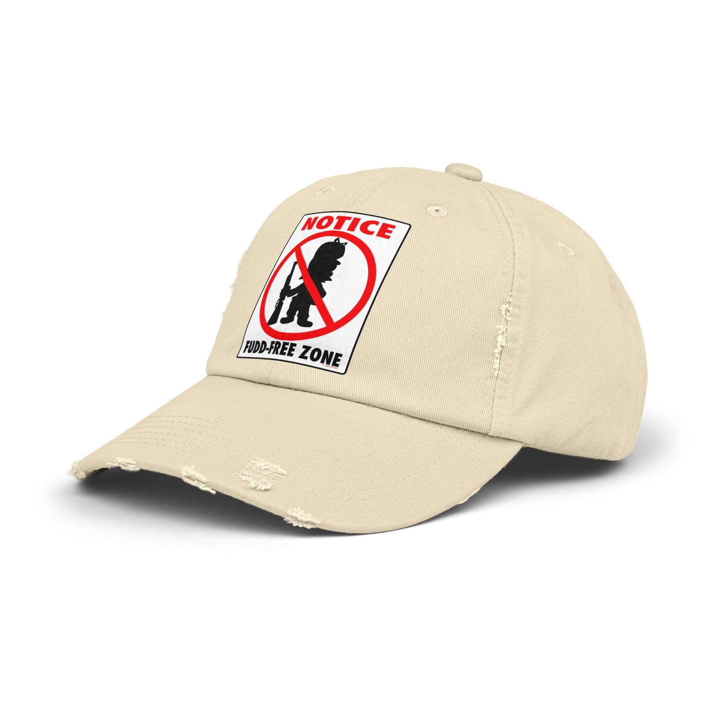 Fudd Free Zone! Unisex Distressed Cap