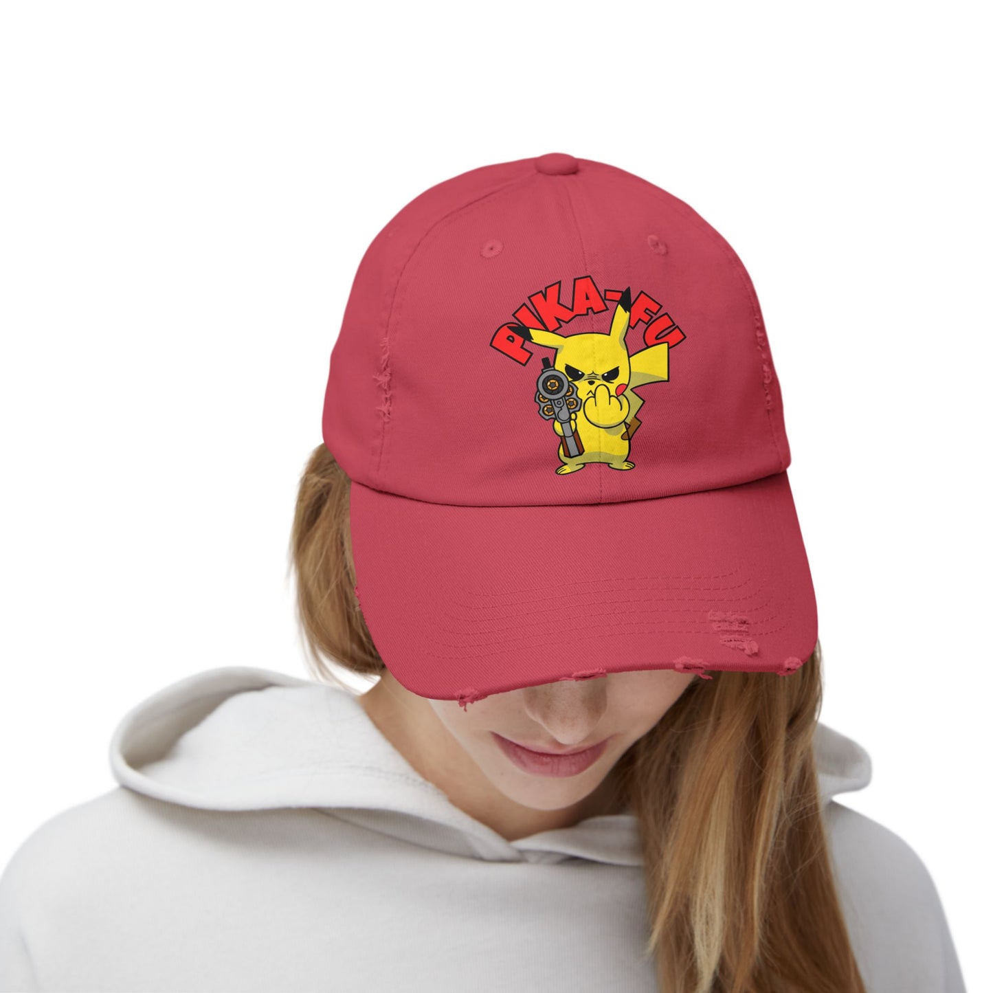 Pika-FU Unisex Distressed Cap