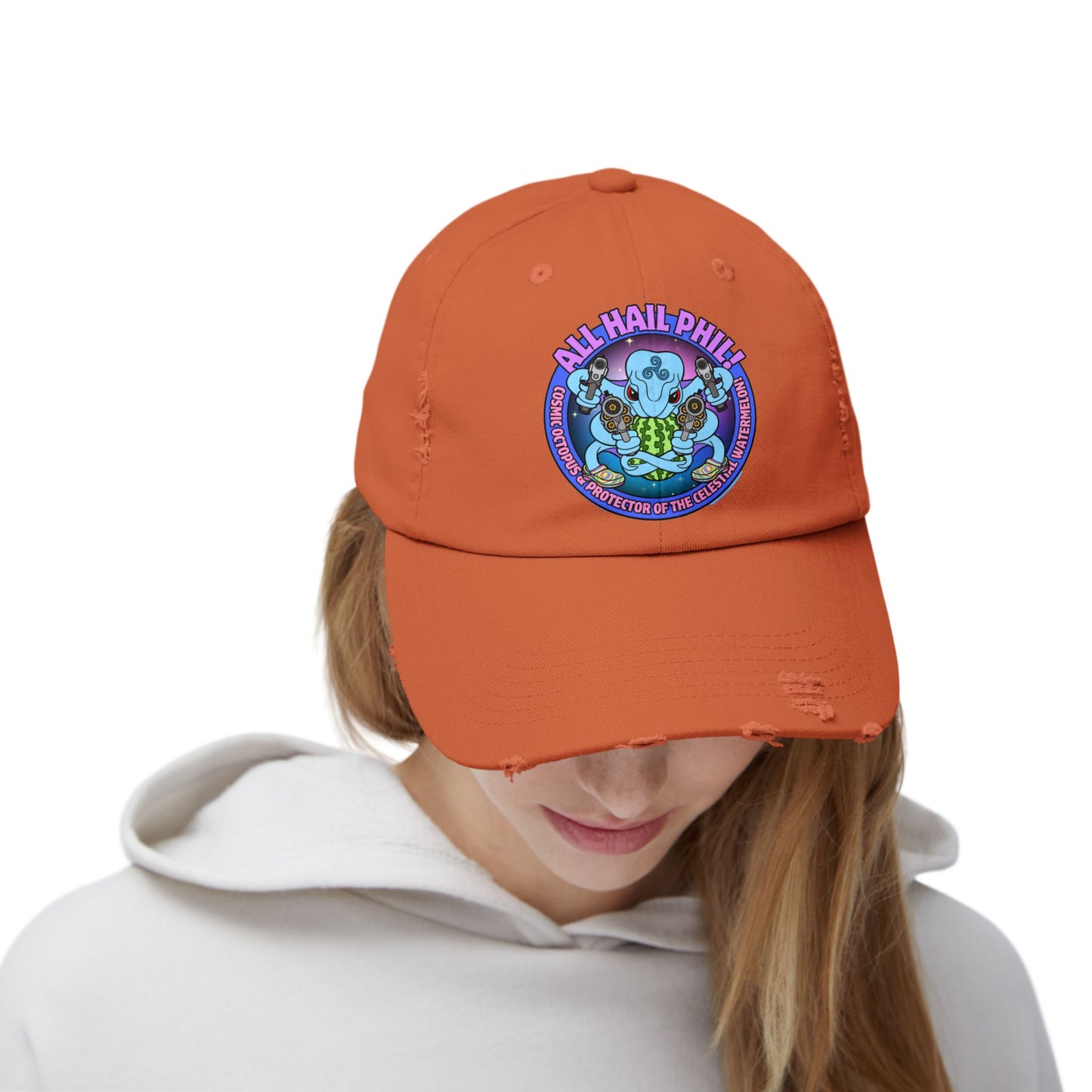Cosmic Octopus! Unisex Distressed Cap