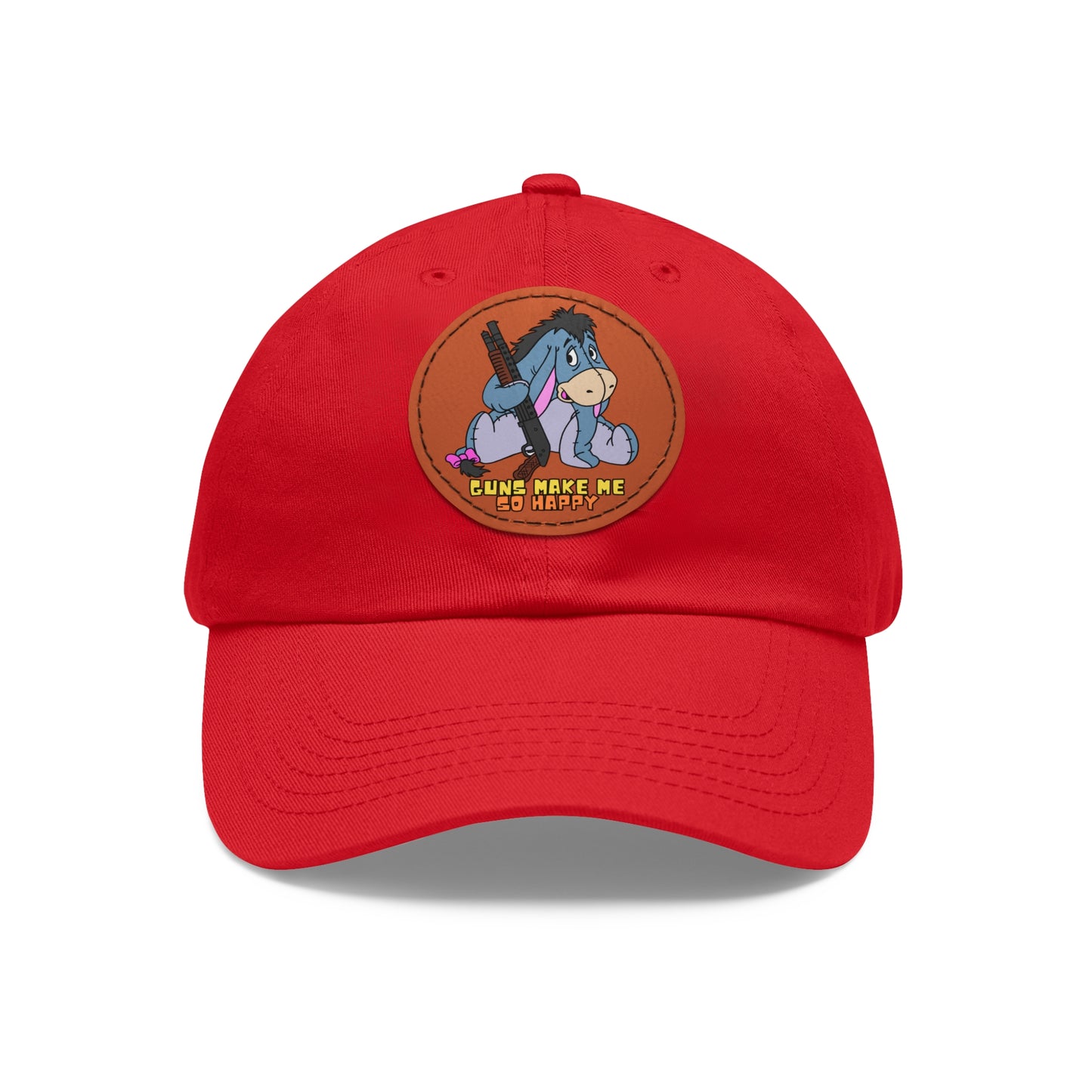 Happy Eeyore! Dad Hat with Leather Patch (Round)
