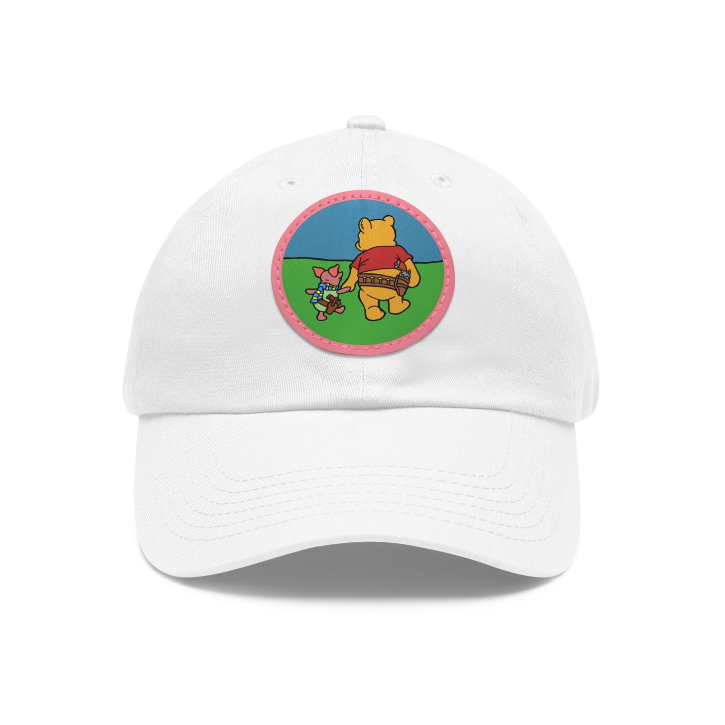 Pew & Piglet! Dad Hat with Leather Patch (Round)