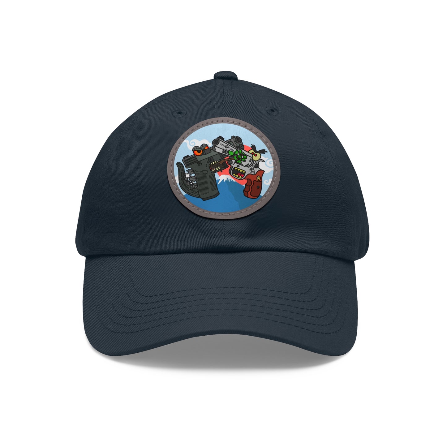 Glockzilla vs. King Cobra! Dad Hat with Leather Patch (Round)