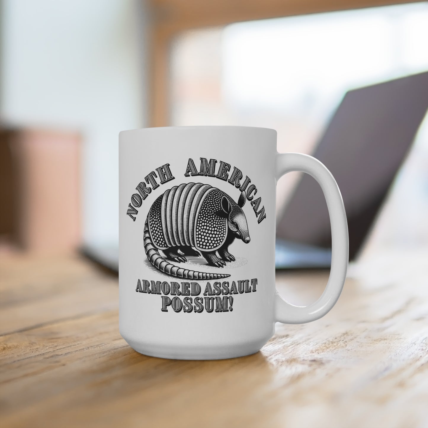 North American Armored Assault Possum 15oz Mug - Unique Gift for Animal Lovers
