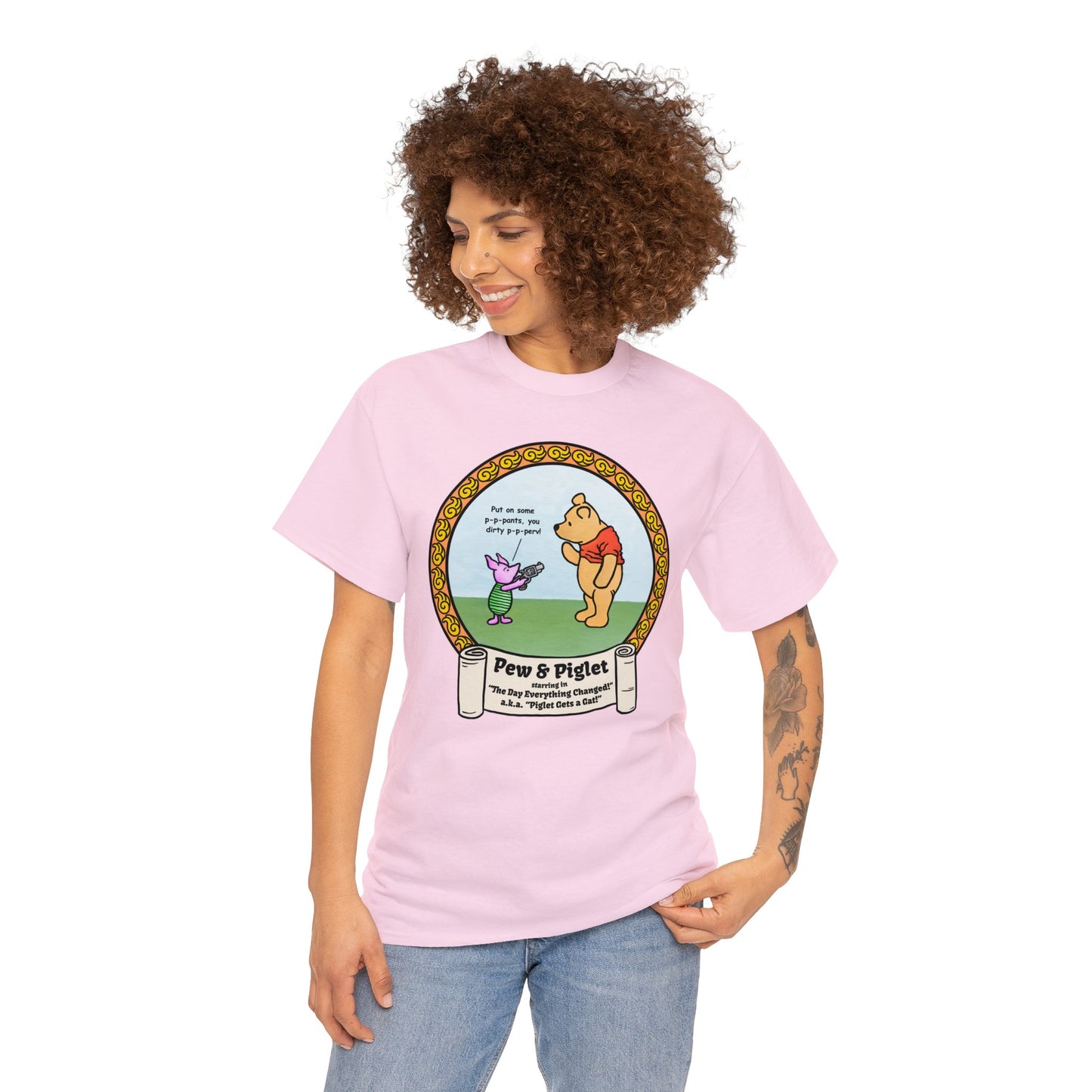 Piglet Gets a Gat! Unisex Heavy Cotton Tee