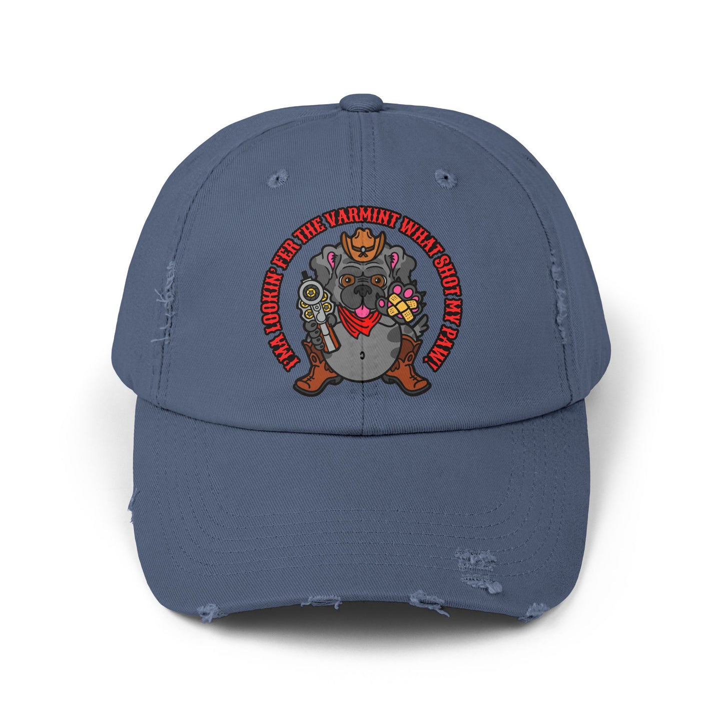 Funny Unisex Distressed Cap - Varmit What Shot my Paw!