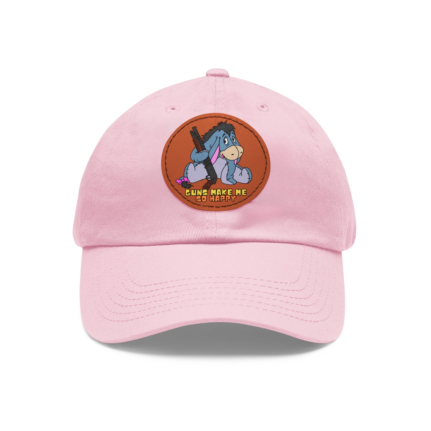Happy Eeyore! Dad Hat with Leather Patch (Round)
