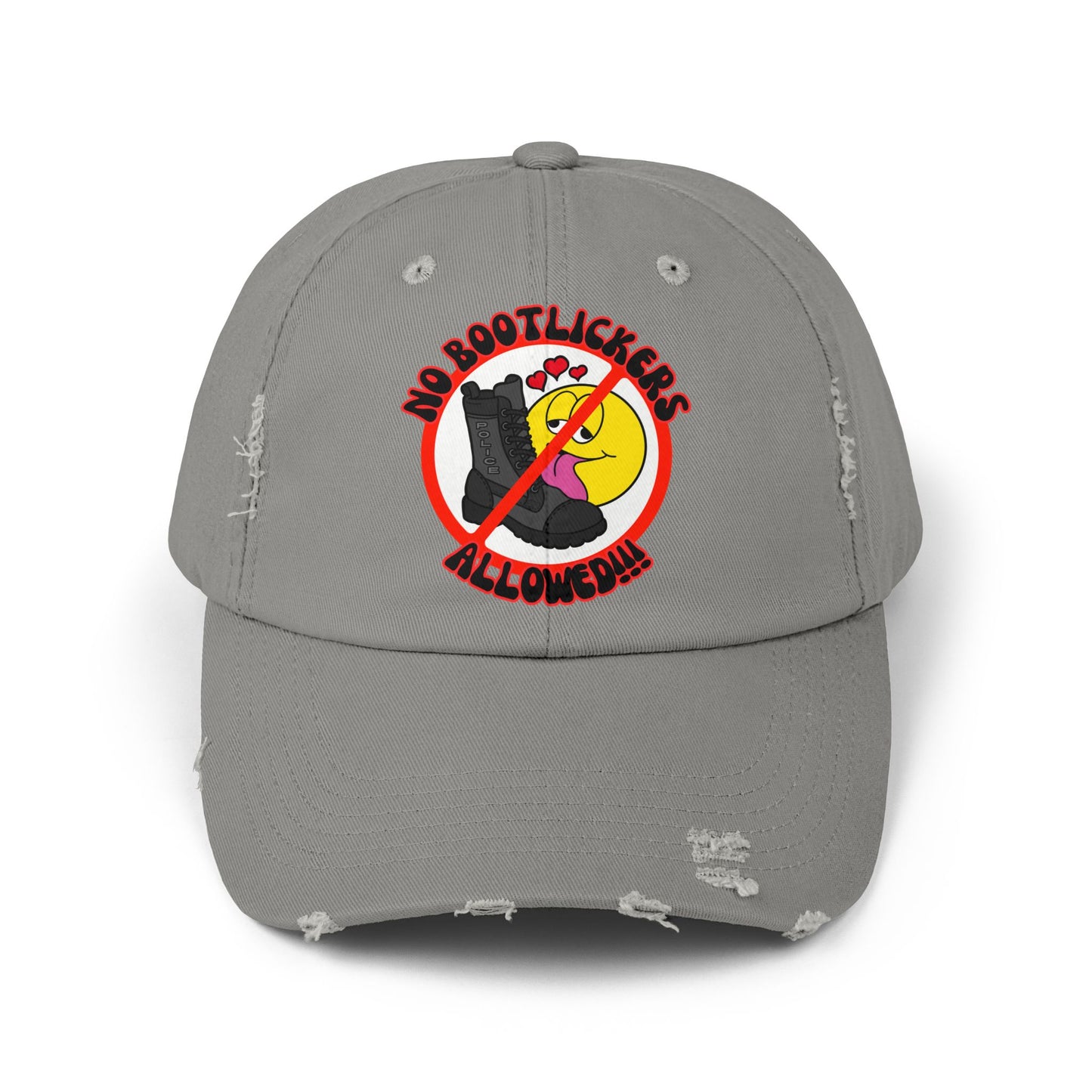 No Bootlickers Allowed! Unisex Distressed Cap